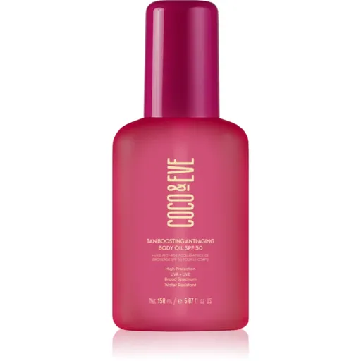 Coco & Eve Sunny Honey Tan Boosting Anti-Aging Body Oil SPF 50 ochranný olej urychlující opalování proti stárnutí pokožky SPF 50 150 ml