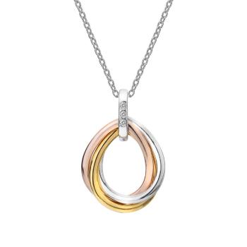 Hot Diamonds Tricolor náhrdelník s diamanty Trio Teardrop RG DP780 (řetízek, přívěsek)