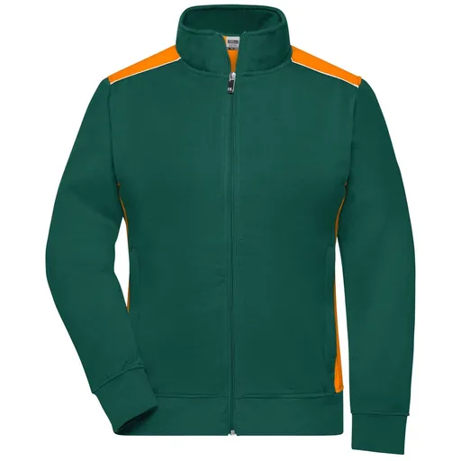 James & Nicholson (Daiber) Dámská mikina bez kapuce JN869 - Tmavě zelená / oranžová | L
