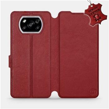 Flipové pouzdro na mobil Xiaomi POCO X3 NFC - Tmavě červené - kožené -   Dark Red Leather (5903516393305)