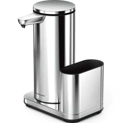 Simplehuman Bezdotykový dávkovač s držákem na houbičku 414 ml, nerez lesk