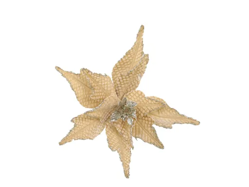 Jantarová vánoční ozdoba květina hvězda Poinsettia  na klipu - 25*6 cm 52043704