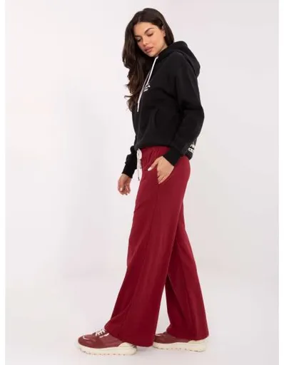 Bordové dámské kalhoty basic se šňůrkou