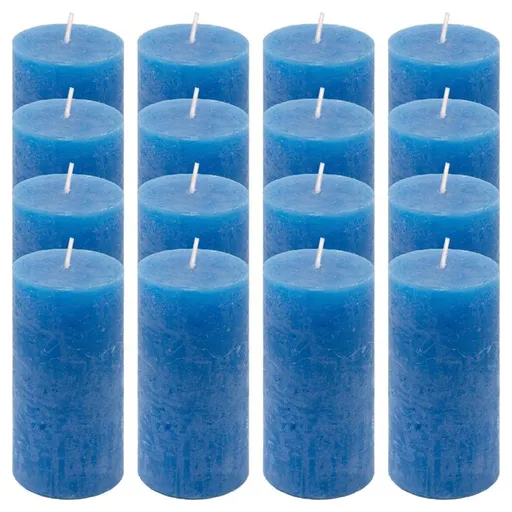 Modrá parafínová svíčka rustikální 10 cm, 25 h, sada 16 ks