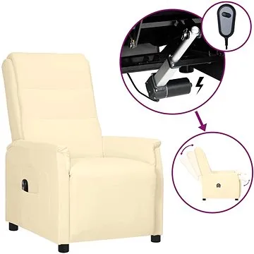 Elektrické polohovací křeslo krémové umělá kůže, 3098599 (3098599)