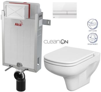 ALCADRAIN Renovmodul předstěnový instalační systém s bílým tlačítkem M1710 + WC CERSANIT CLEANON COLOUR + SEDÁTKO AM115/1000 M1710 CN1