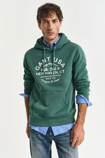MIKINA GANT GRAPHIC HOODIE WOODY GREEN