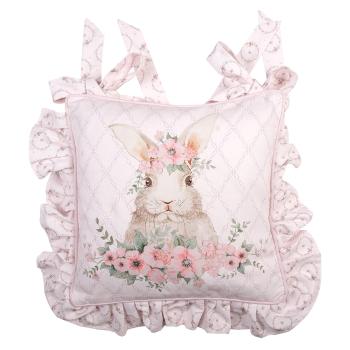 Růžový bavlněný povlak na sedák s králíčkem Floral Easter Bunny - 40*40 cm FEB25-1