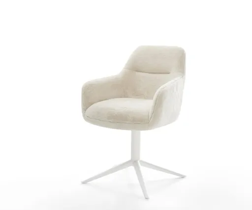 Jídelní židle Pejo-Flex plyšový manšestr krémová bílá podnož