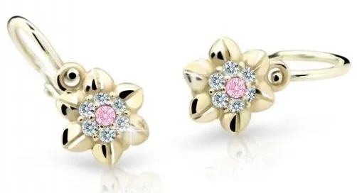 Cutie Jewellery Roztomilé dětské náušnice ze žlutého zlata C2202-10-X-1 růžová