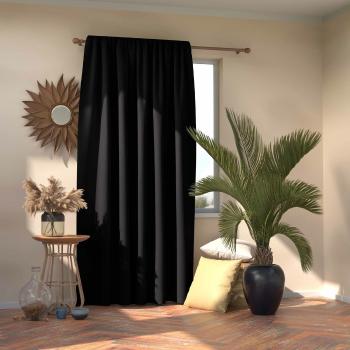 AmeliaHome Závěs Blackout Oxford Pleat černá, 140 x 245 cm