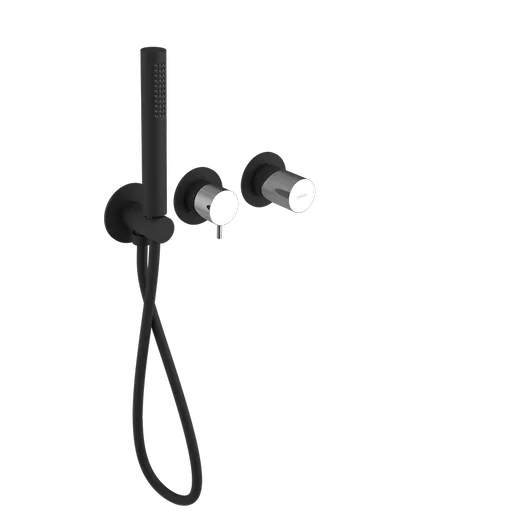 SAPHO ULTRATAP podomítková sprchová/vanová baterie s ruční sprchou, 2 výstupy, černá mat/chrom UT045TBC