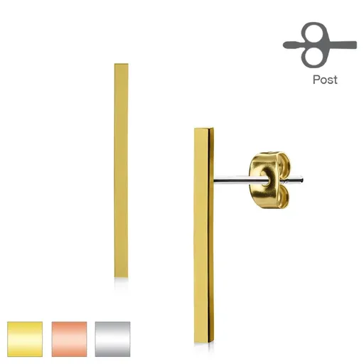 Náušnice z chirurgické oceli, úzký proužek, hladký lesklý povrch - Barva: Měděná
