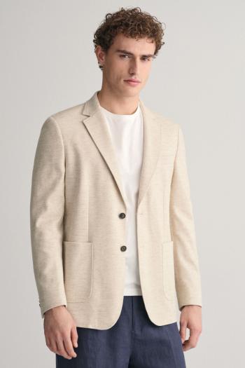 SAKO GANT SLIM COTTON-LINEN JERSEY BLAZER SEED MELANGE