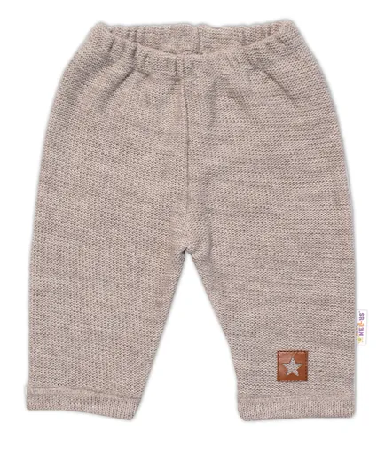 Baby Nellys Pletené kalhoty Hand Made Boy, béžové,68
