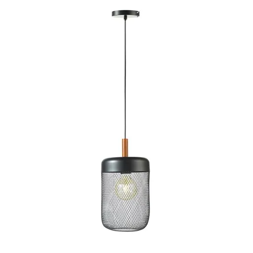 ACA Lighting závěsné svítidlo 1XE27 dřevo+ černá kov D20XH154CM PAROT TF501P20BK
