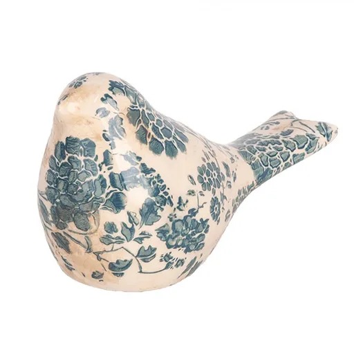 Keramická dekorace ptáček se zelenými květy Tien French S - 16*7*9 cm 6CE1950S