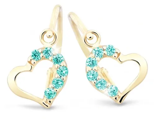 Cutie Jewellery Něžné dětské náušnice ze žlutého zlata C2757-10-X-1 světle zelená