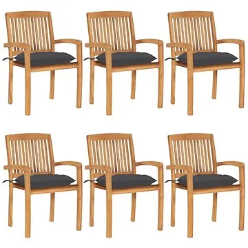 SHUMEE Židle zahradní stohovatelné s poduškami teak 3073267 - 6ks v balení (3073267)