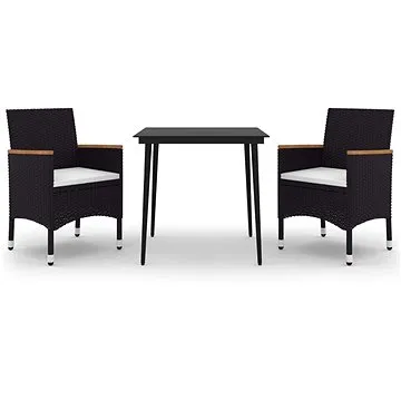 3dílný zahradní jídelní set s poduškami polyratan a sklo, 3099781 (3099781)