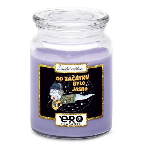 Svíčka Spermie s kytarou (Vůně svíčky: Levandule)