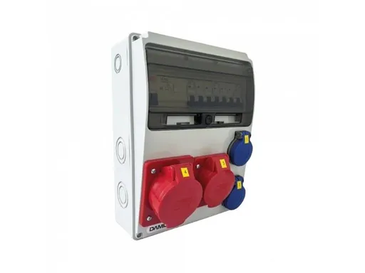 Zásuvková skříň 11M 16A 5p, 32A 5p, 2x230V - 11 modulů s jističi a chráničem - 6kA