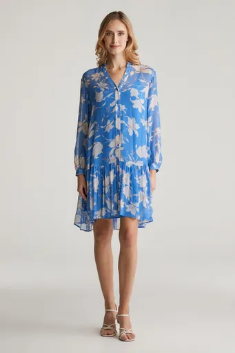 ŠATY GANT SHEER FLORAL PRINT DRESS PERFECT BLUE