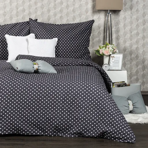 4Home Krepové povlečení Šedý puntík, 140 x 200 cm, 70 x 90 cm