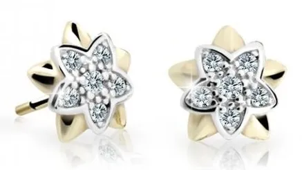Cutie Jewellery Dětské bicolor náušnice ze žlutého zlata C2210-30-X-1 bílá