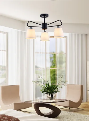 Černobílá kovová stropní lampa Morley Ledea