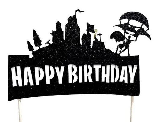 Zápich do dortu Fortnite město - Happy Birthday - Cakesicq