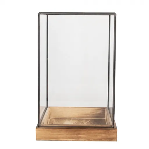 Dekorační skleník/ vitrína s dřevěným podstavcem Pallas - 19*19*30 cm Clayre & Eef