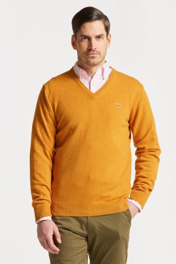 SVETR GANT SUPERFINE LAMBSWOOL V-NECK DK MUSTARD ORANGE