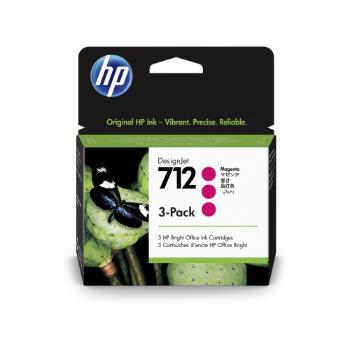 HP 712 3ED78A purpurová (magenta) 3ks originální cartridge