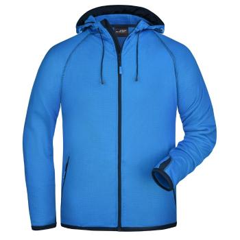 James & Nicholson Pánská sportovní mikina na zip JN571 - Aqua / tmavě modrá | XXXL