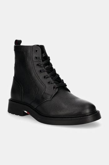 Kožené boty Tommy Hilfiger HILFIGER COMFORT LWT LTH BOOT pánské, černá barva, FM0FM05183