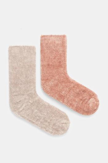 Ponožky Juicy Couture FELICIA COSY SOCK 2 PACK 2-pack dámské, béžová barva, JCAXS224715