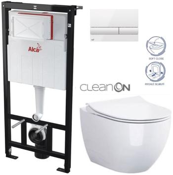 ALCADRAIN Sádromodul předstěnový instalační systém s bílým tlačítkem M1710 + WC CERSANIT ZEN CLEANON + SEDÁTKO AM101/1120 M1710 HA1