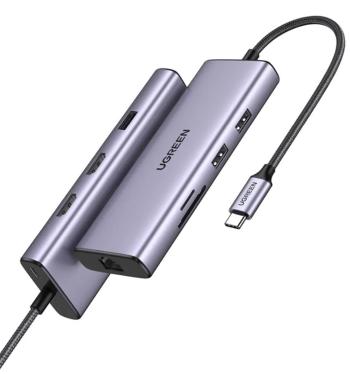 Ugreen 90119 Replikátor portů USB-C/2*USB3.0+USB2.0+2*HDMI+RJ45 Gigabi