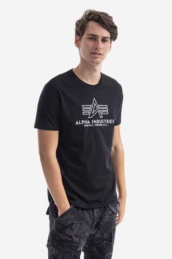 Bavlněné tričko Alpha Industries černá barva, s aplikací, 118505.95-black