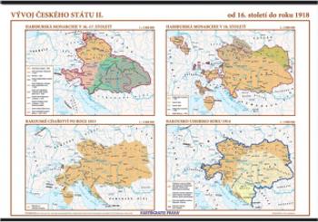 Vývoj českého státu II. (od 16. století do roku 1918) – školní nástěnná mapa/136 x 96 cm