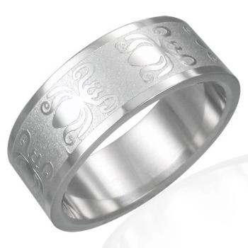 Prsteň z ocele 316L s lesklo-matným povrchom - motív chrobákov, 8 mm - Veľkosť: 57 mm