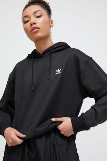 Mikina adidas Originals dámská, černá barva, s kapucí, hladká, IU2421