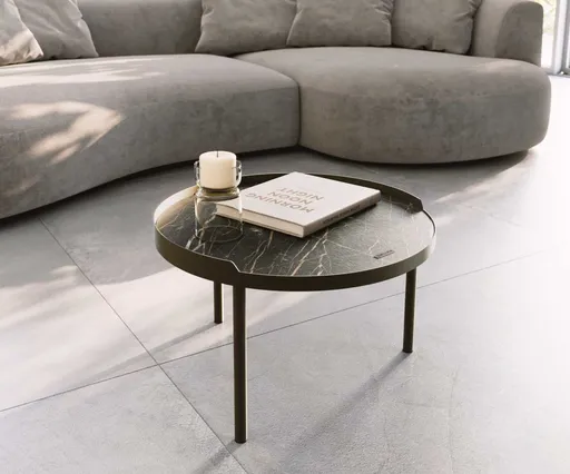 Konferenční stolek Torell 50x50 cm keramika Laminam®Noir Desir