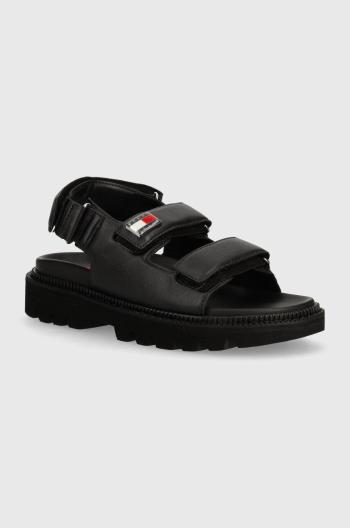 Sandály Tommy Jeans TJW FANCY SANDAL dámské, černá barva, EN0EN02461