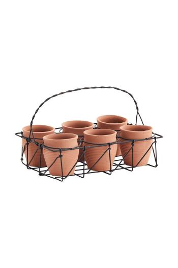 Sada květináčů s košem Madam Stoltz Terracotta 6-pack