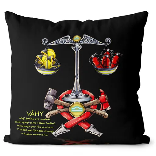 Polštář Hasičské znamení váhy (Velikost: 55 x 55 cm)
