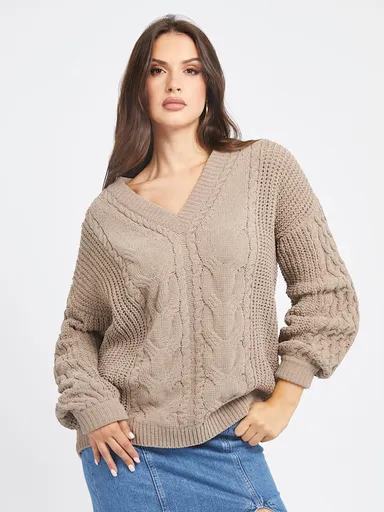 Guess dámský hnědý svetr W3BR64Z3BA0 M