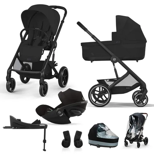 CYBEX SET Kočárek kombinovaný Balios S Lux Black Moon Black Gold 2024 s autosedačkou a doplňky