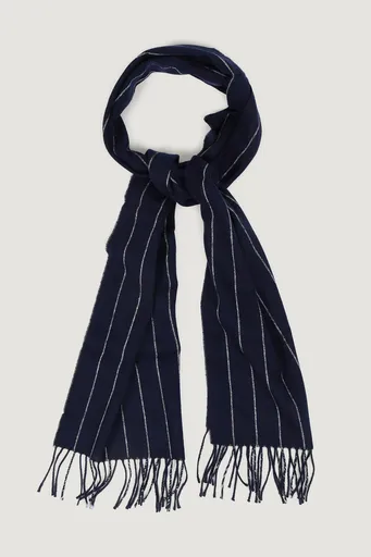 ŠÁLA GANT WOOL PINSTRIPED SCARF EVENING BLUE